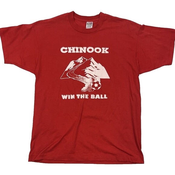 Vintage 90s Calgary Chinook FC Soccer Double Sided Tee Single Stitch Made in USA - Picture 1 of 6